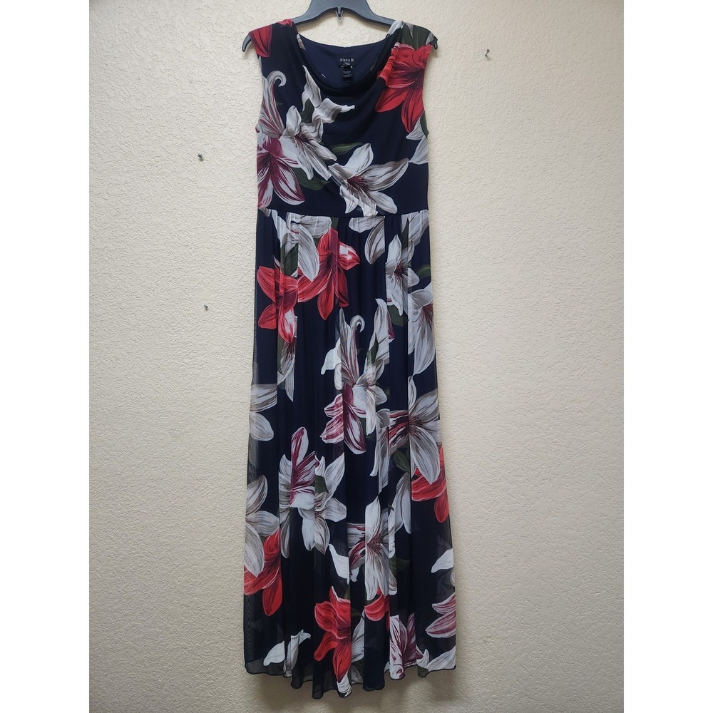 Alexa B. Nites Flowy Floral Formal Maxi Dress Women's Size 12 Sleeveless Long